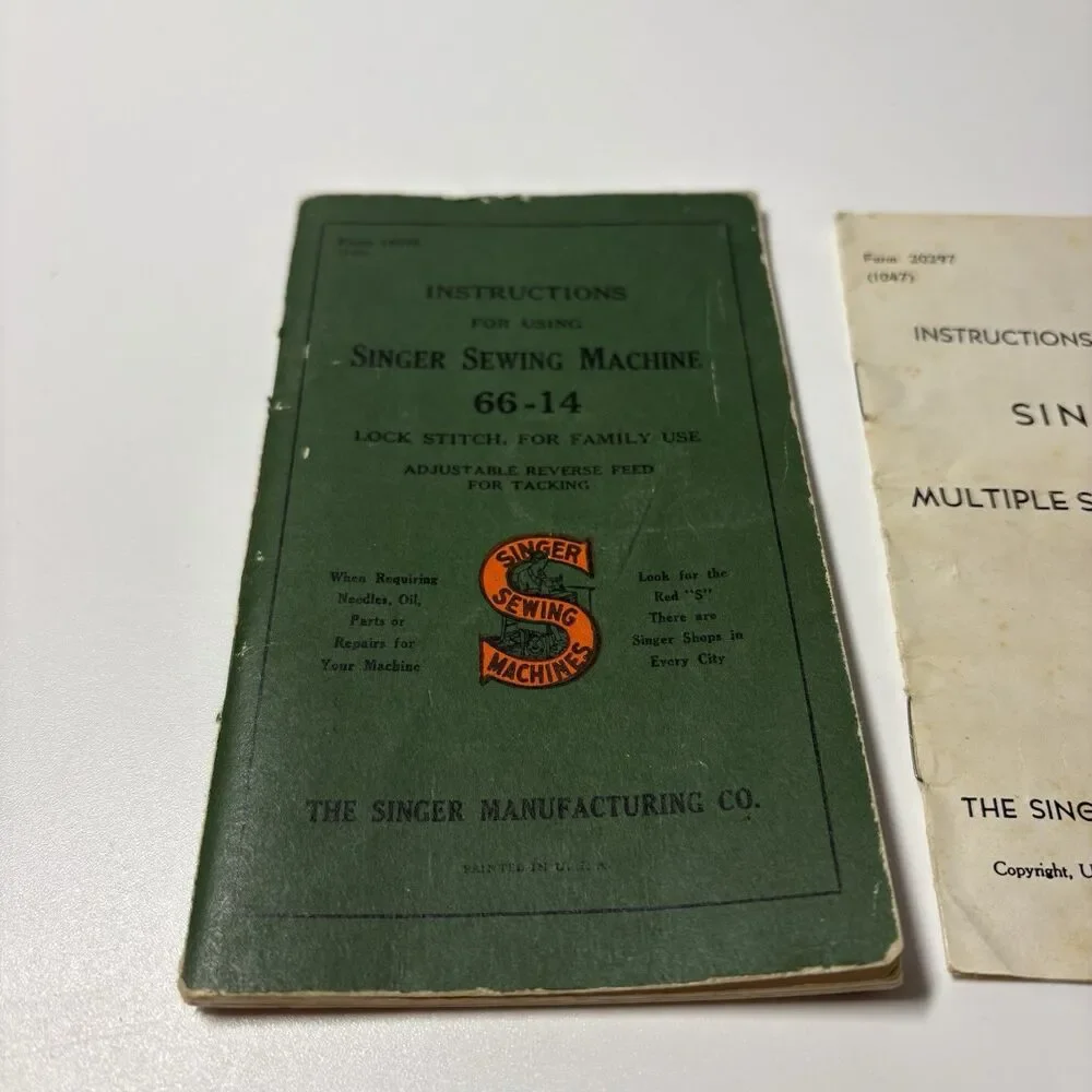 Vintage Instructions For Singer Electric Sewing Machine 66-14 Manual Original